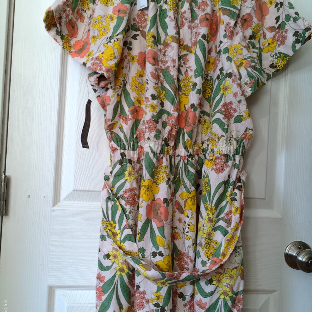 Lane Bryant Floral Print Linen Jumpsuit with Short Sleeves - Picture 4 of 8